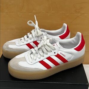 Adidas Samba White and Red Classic Shoes